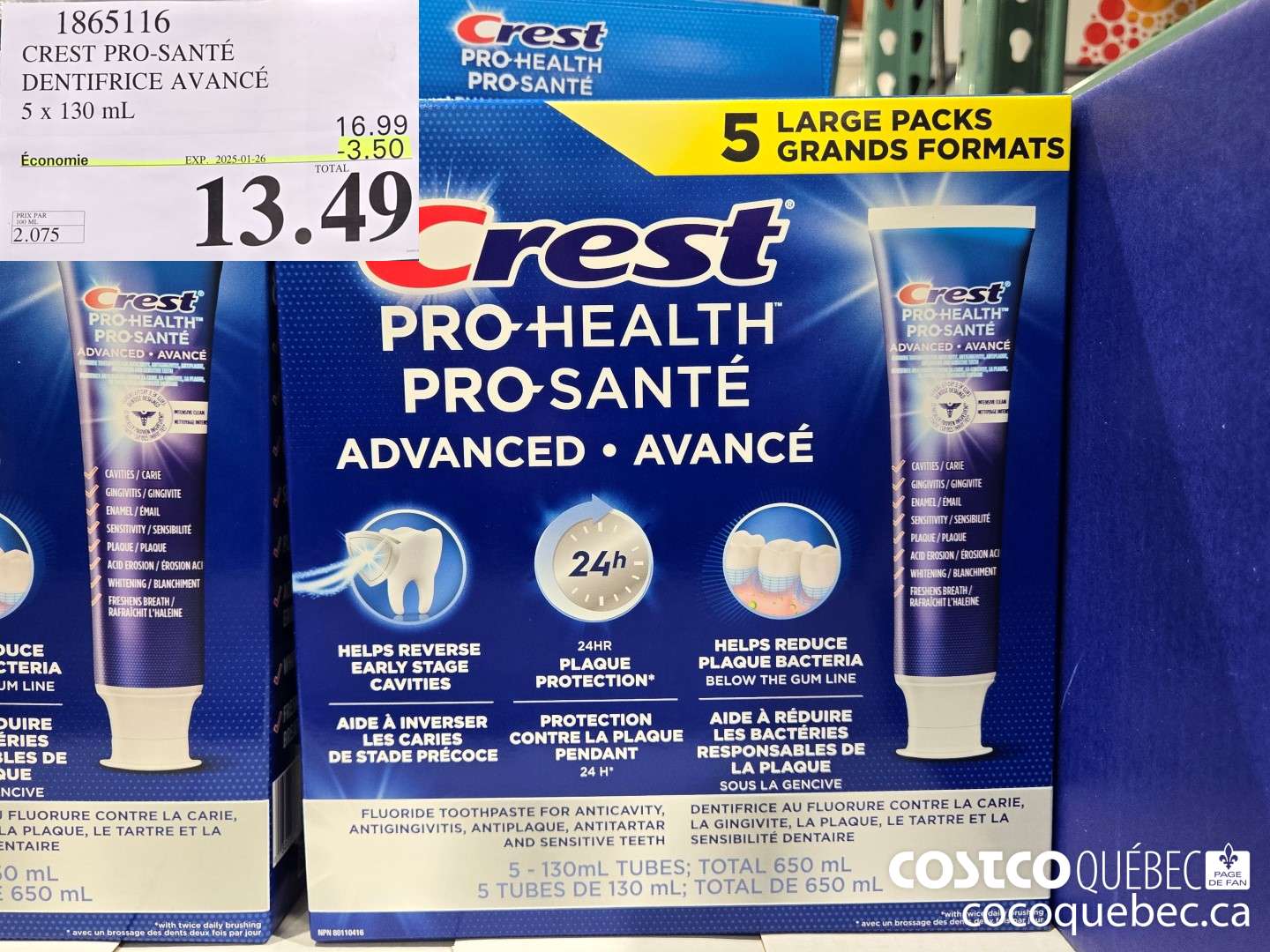 1865116 CREST PRO-SANTE DENTIFRICE AVANCE  ($3.50 INSTANT SAVINGS EXPIRES ON 2025-01-26) $13.49