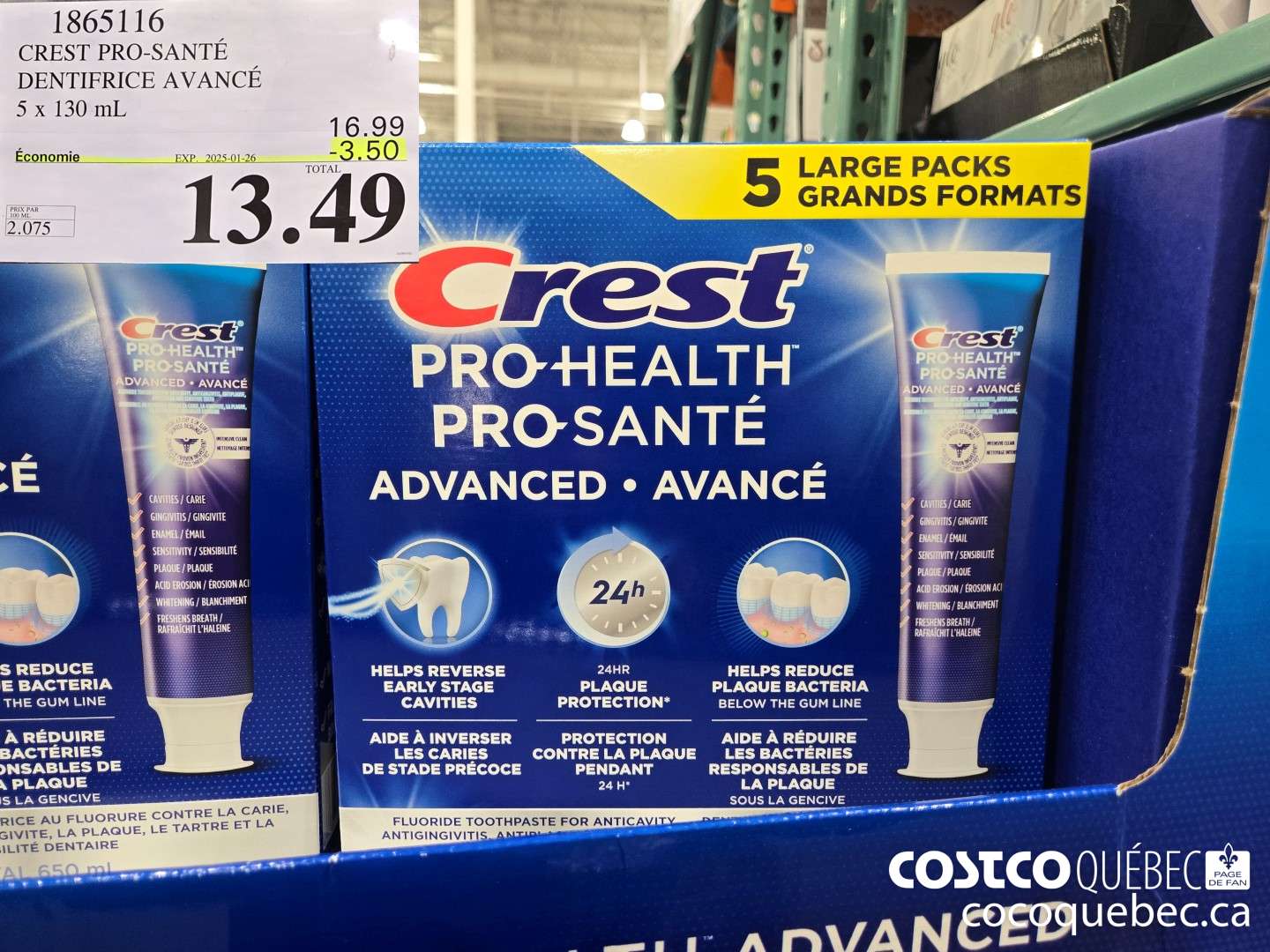 1865116 CREST PRO-SANTE DENTIFRICE AVANCE  ($3.50 INSTANT SAVINGS EXPIRES ON 2025-01-26) $13.49