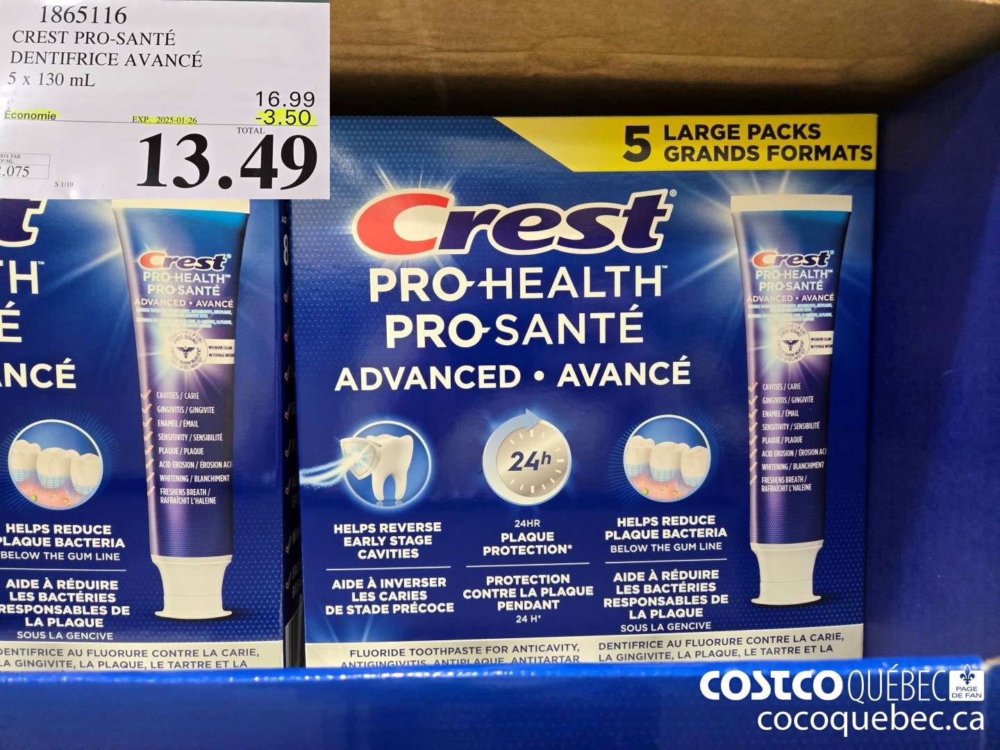 1865116 CREST PRO-SANTE DENTIFRICE AVANCE  ($3.50 INSTANT SAVINGS EXPIRES ON 2025-01-26) $13.49