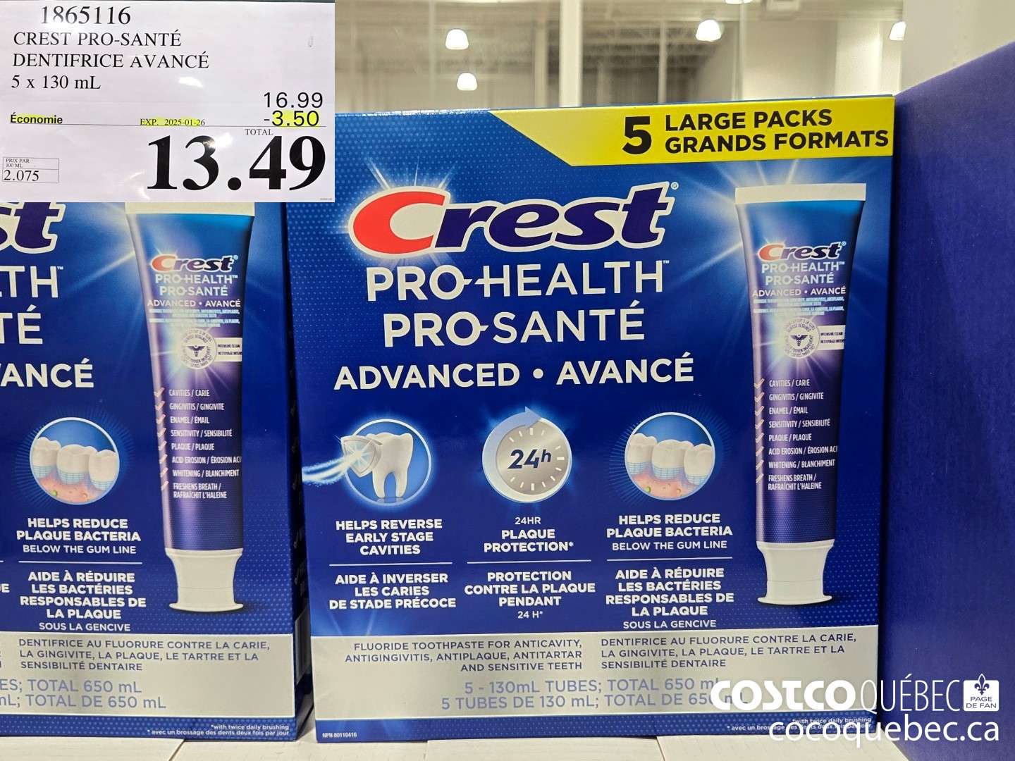 1865116 CREST PRO-SANTE DENTIFRICE AVANCE  ($3.50 INSTANT SAVINGS EXPIRES ON 2025-01-26) $13.49