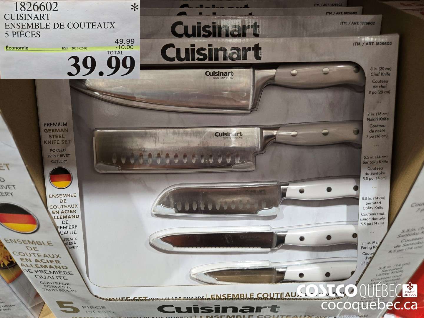 1826602 CUISINART ENSEMBLE DE COUTEAUX 5 PIECES  ($10.00 INSTANT SAVINGS EXPIRES ON 2025-02-02) $39.99