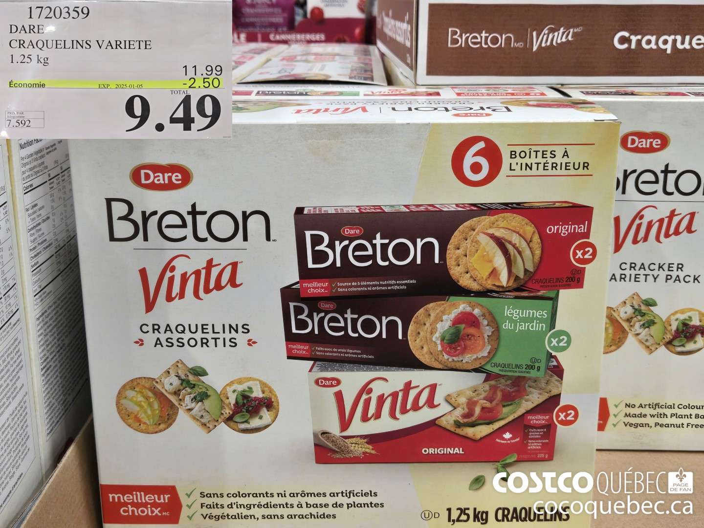 1720359 DARE CRAQUELINS VARIETE 125 kg  ($2.50 INSTANT SAVINGS EXPIRES ON 2025-01-05) $9.49