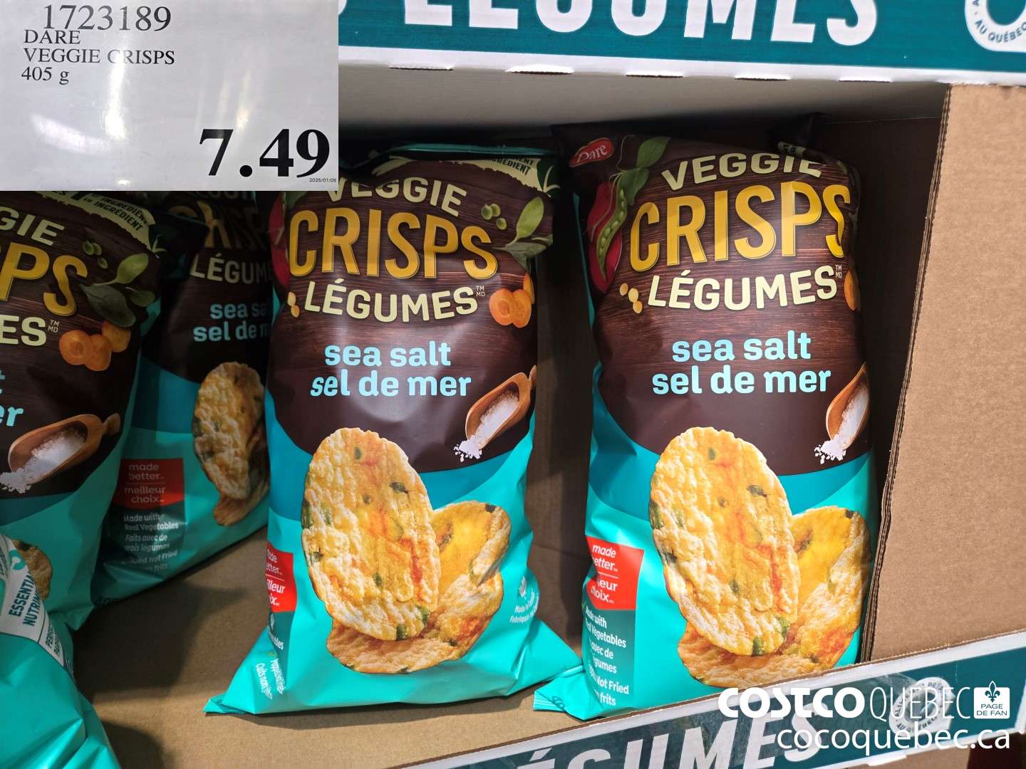 1723189 DARE VEGGIE CRISPS 405 g  $7.49