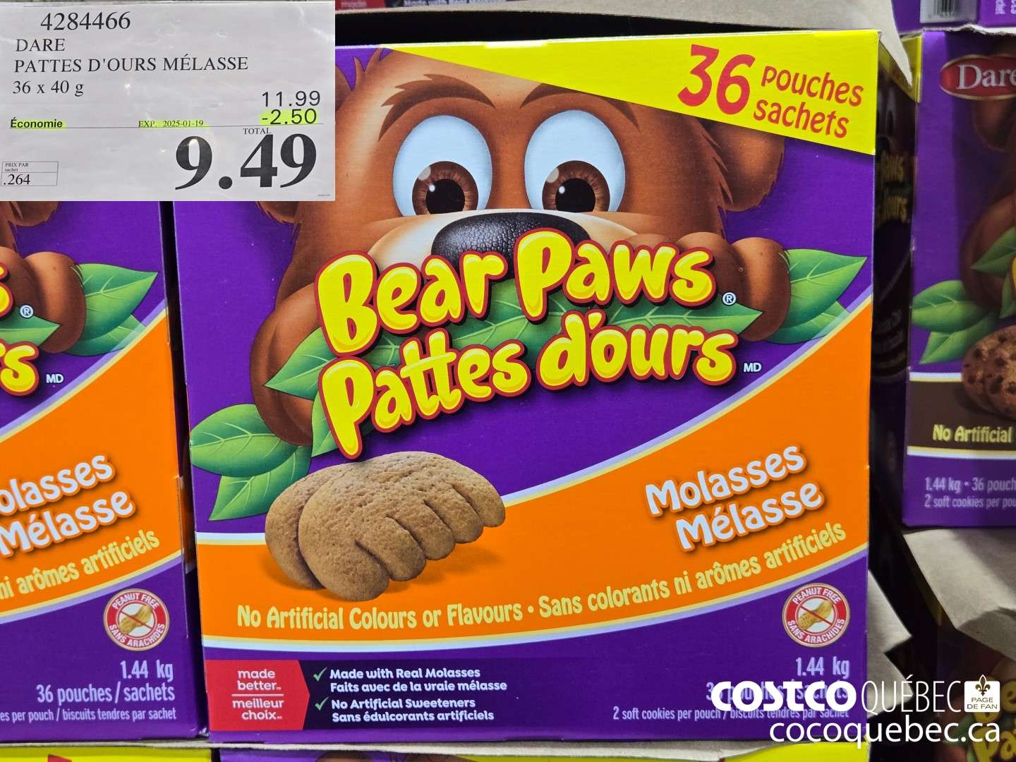 4284466 DARE PATTES D'OURS MELASSE | 36 x 40 g  ($2.50 INSTANT SAVINGS EXPIRES ON 2025-01-19) $9.49