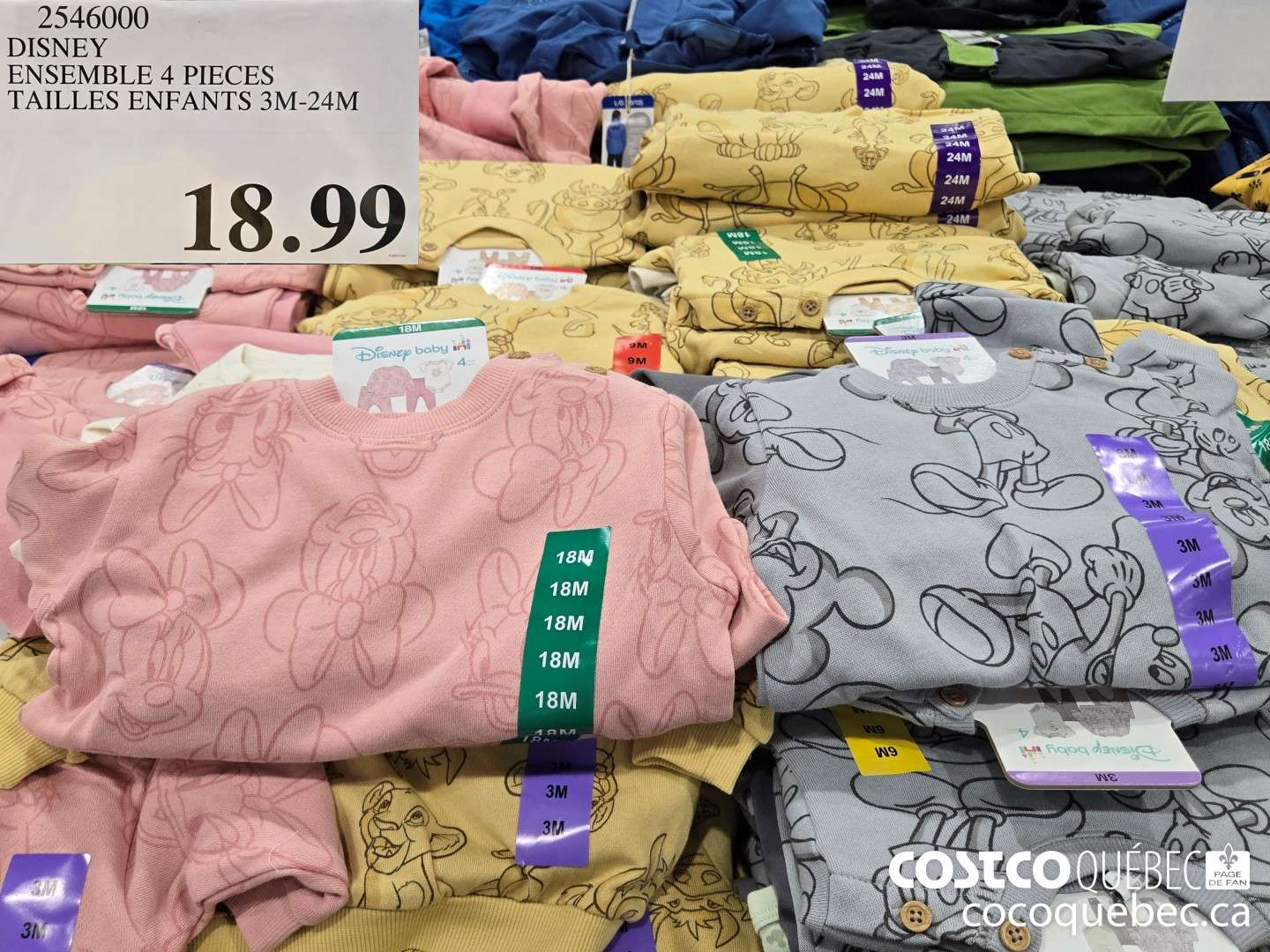 2546000 DISNEY ENSEMBLE 4 PIECES TAILLES ENFANTS 3M-24M  $18.99