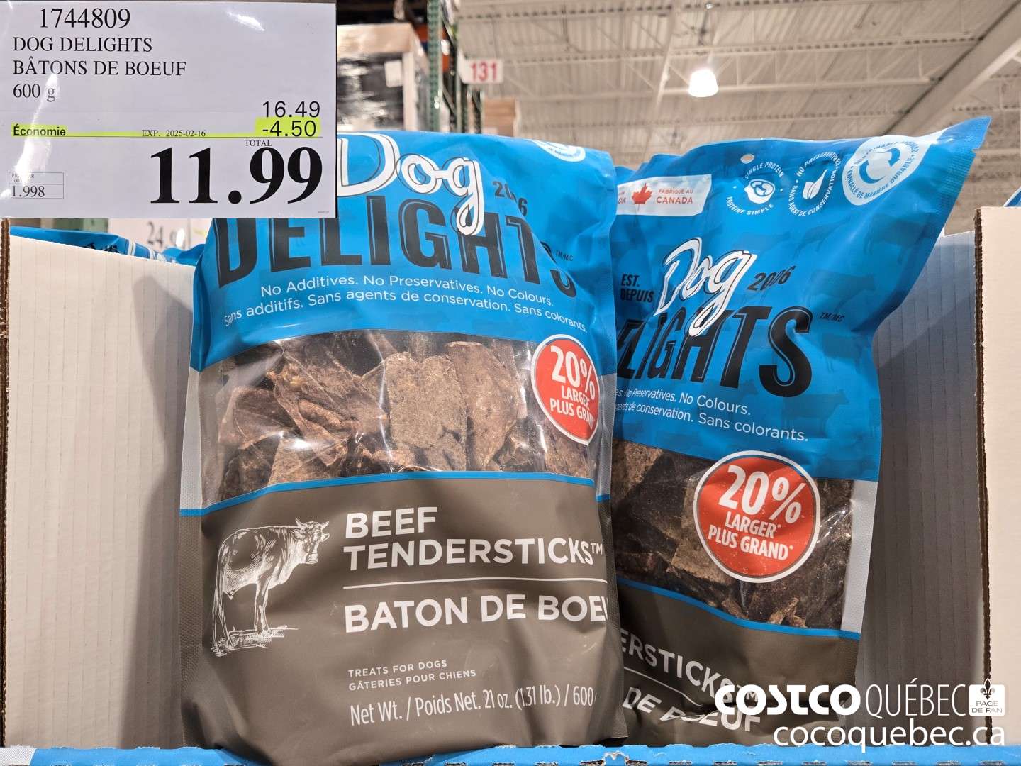 1744809 DOG DELIGHTS BATONS DE BOEUF  ($4.50 INSTANT SAVINGS EXPIRES ON 2025-02-16) $11.99