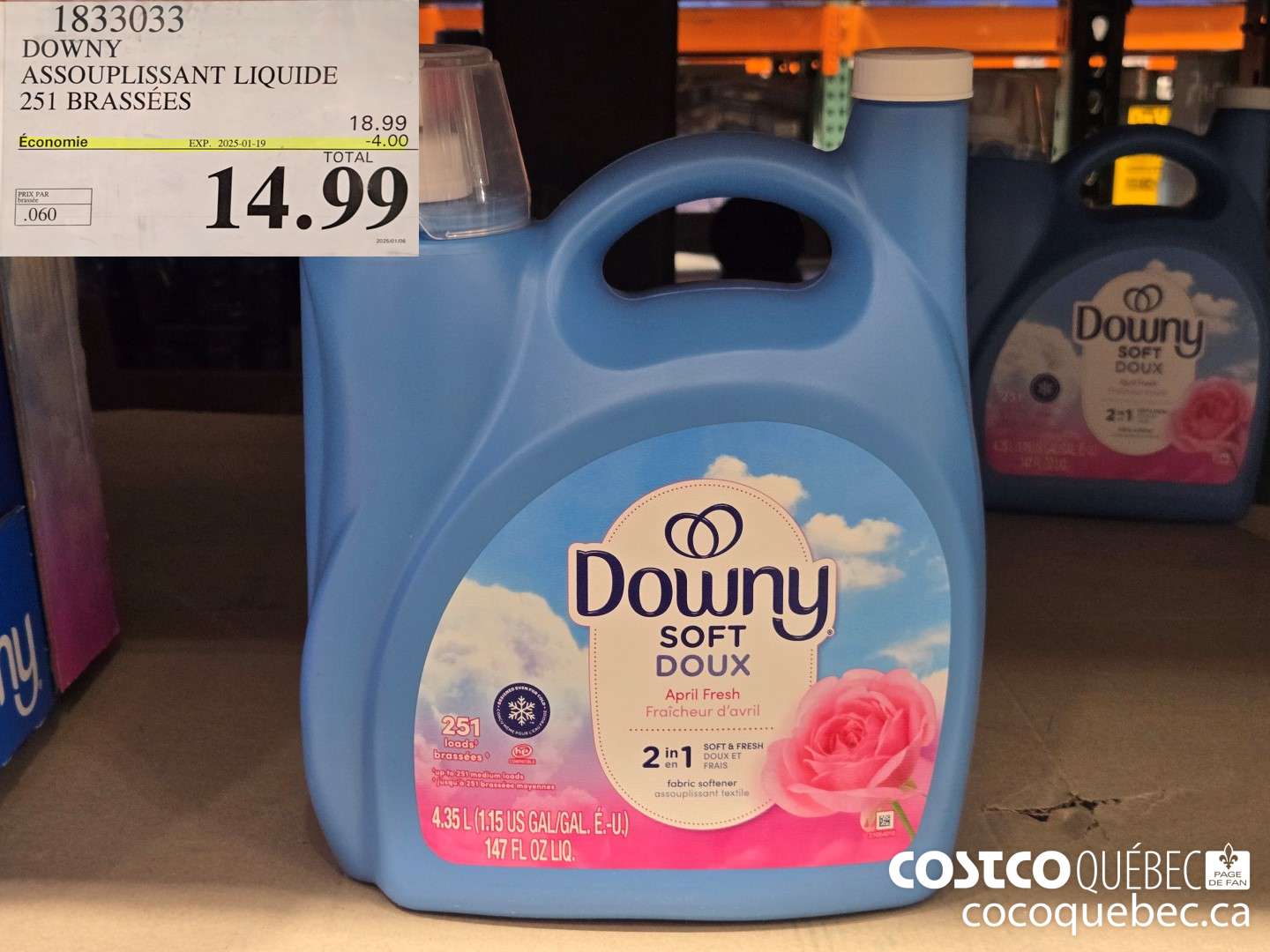 1833033 DOWNY ASSOUPLISSANT LIQUIDE 251 BRASSEES  ($4.00 INSTANT SAVINGS EXPIRES ON 2025-01-19) $14.99