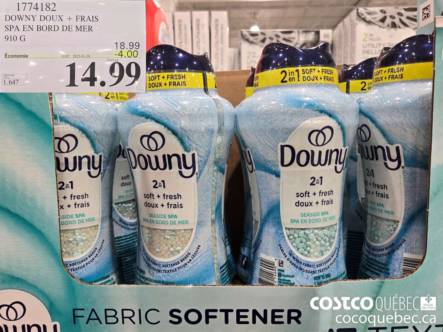 1774182 DOWNY DOUX + FRAIS SPA EN BORD DE MER 910 G  ($4.00 INSTANT SAVINGS EXPIRES ON 2025-01-26) $14.99