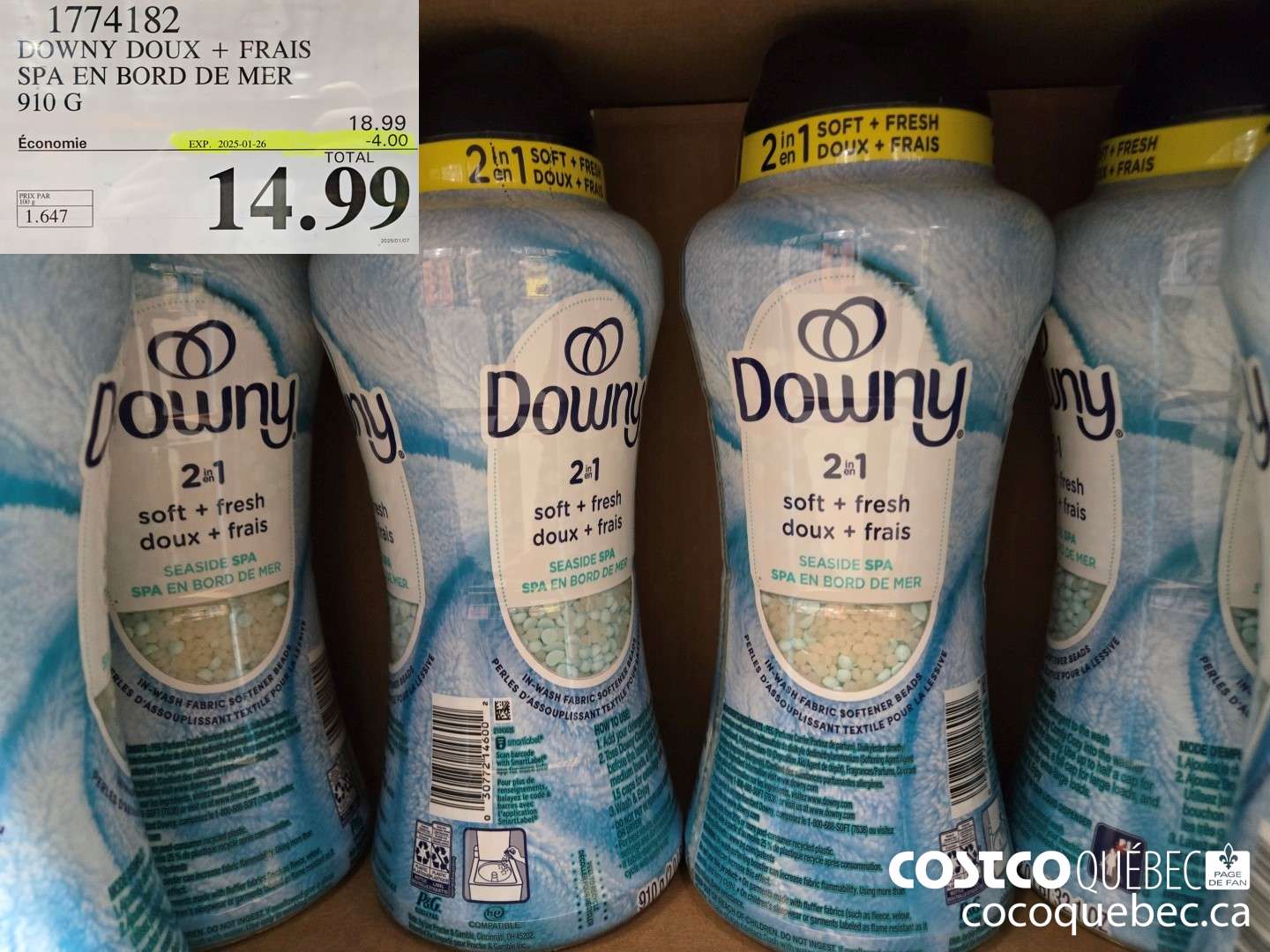 1774182 DOWNY DOUX + FRAIS SPA EN BORD DE MER 910 G  ($4.00 INSTANT SAVINGS EXPIRES ON 2025-01-26) $14.99