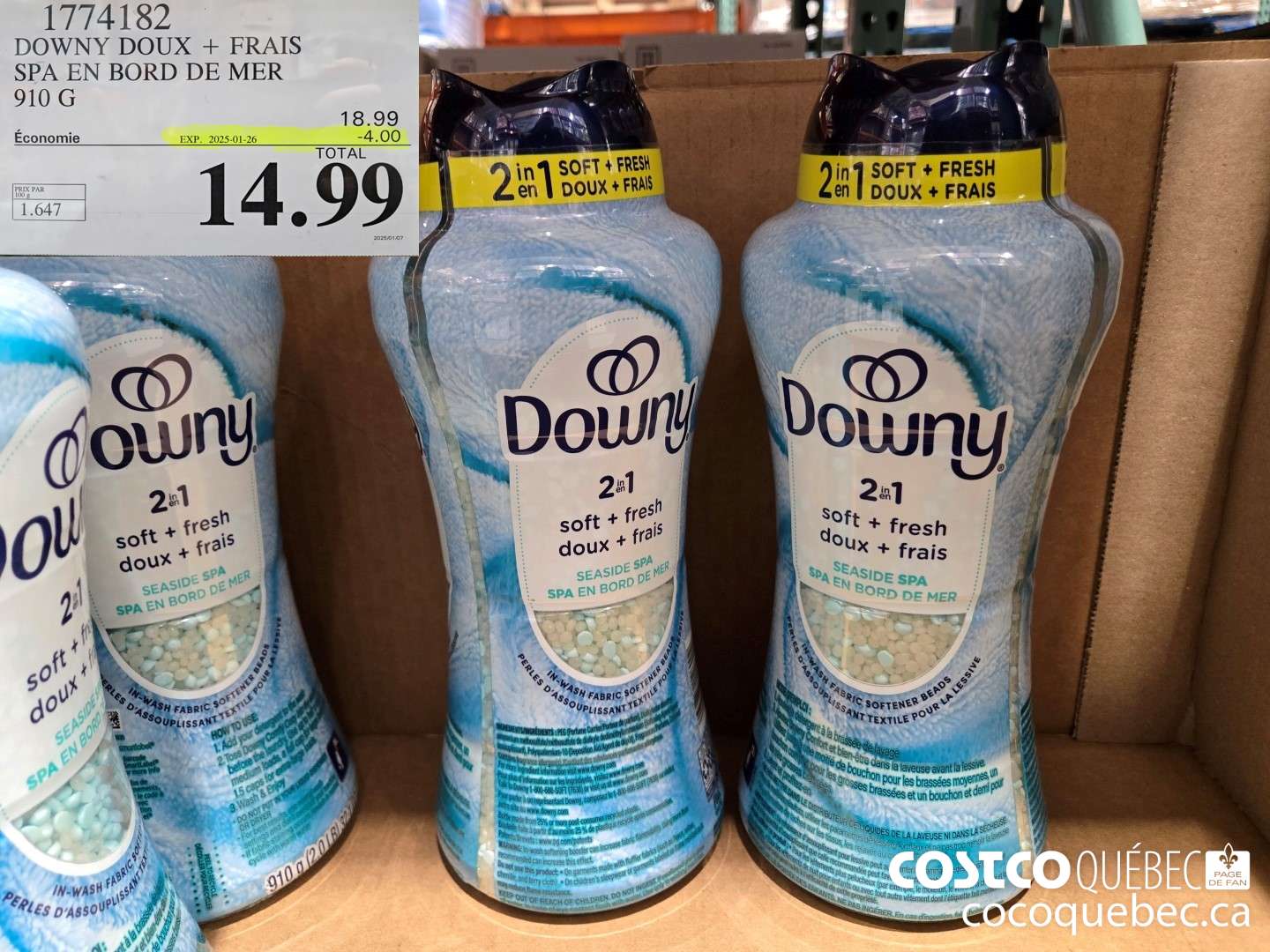 1774182 DOWNY DOUX + FRAIS SPA EN BORD DE MER 910 G  ($4.00 INSTANT SAVINGS EXPIRES ON 2025-01-26) $14.99