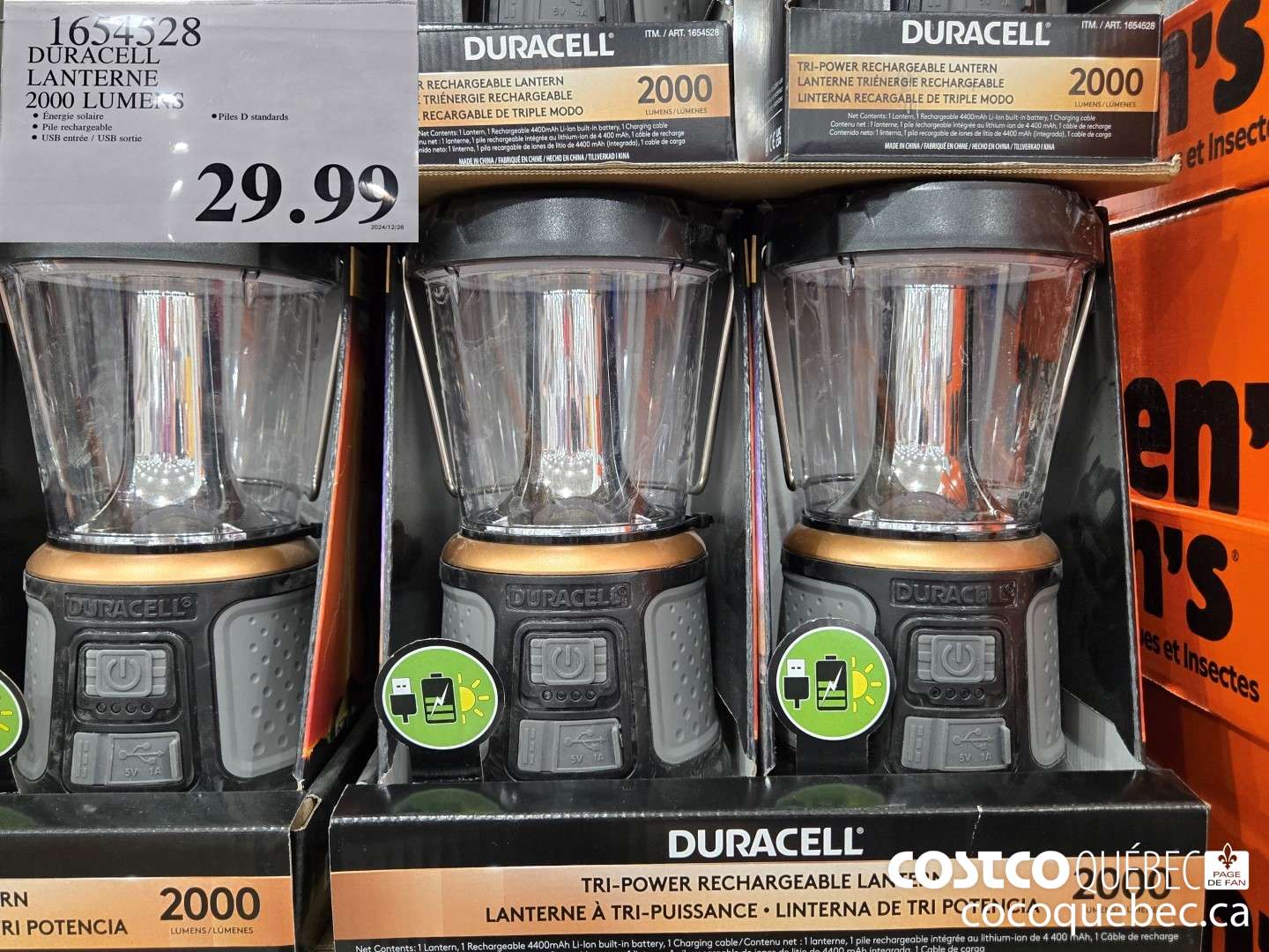 1654528 DURACELL LANTERNE 2000LUMENS  $29.99