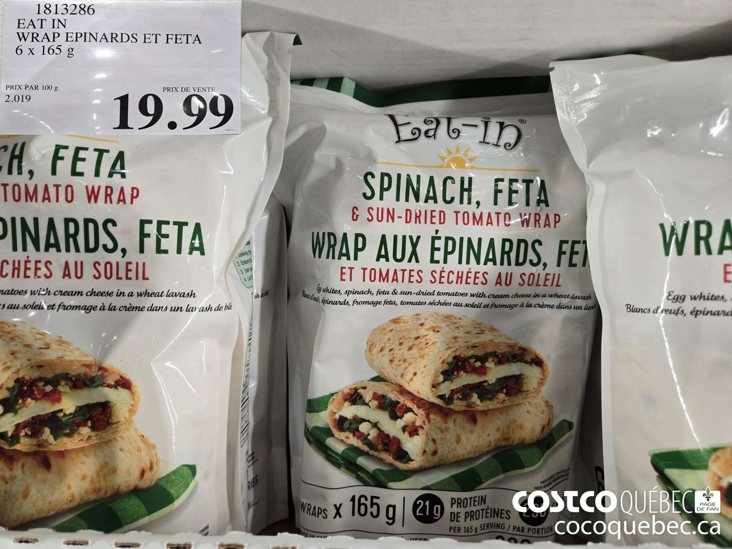 1813286 EAT IN WRAP EPINARDS ET FETA 6 x 165 g  $19.99