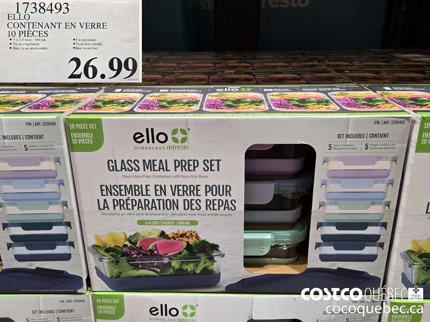 1738493 ELLO CONTENANT EN VERRE 10 PIECES  $26.99