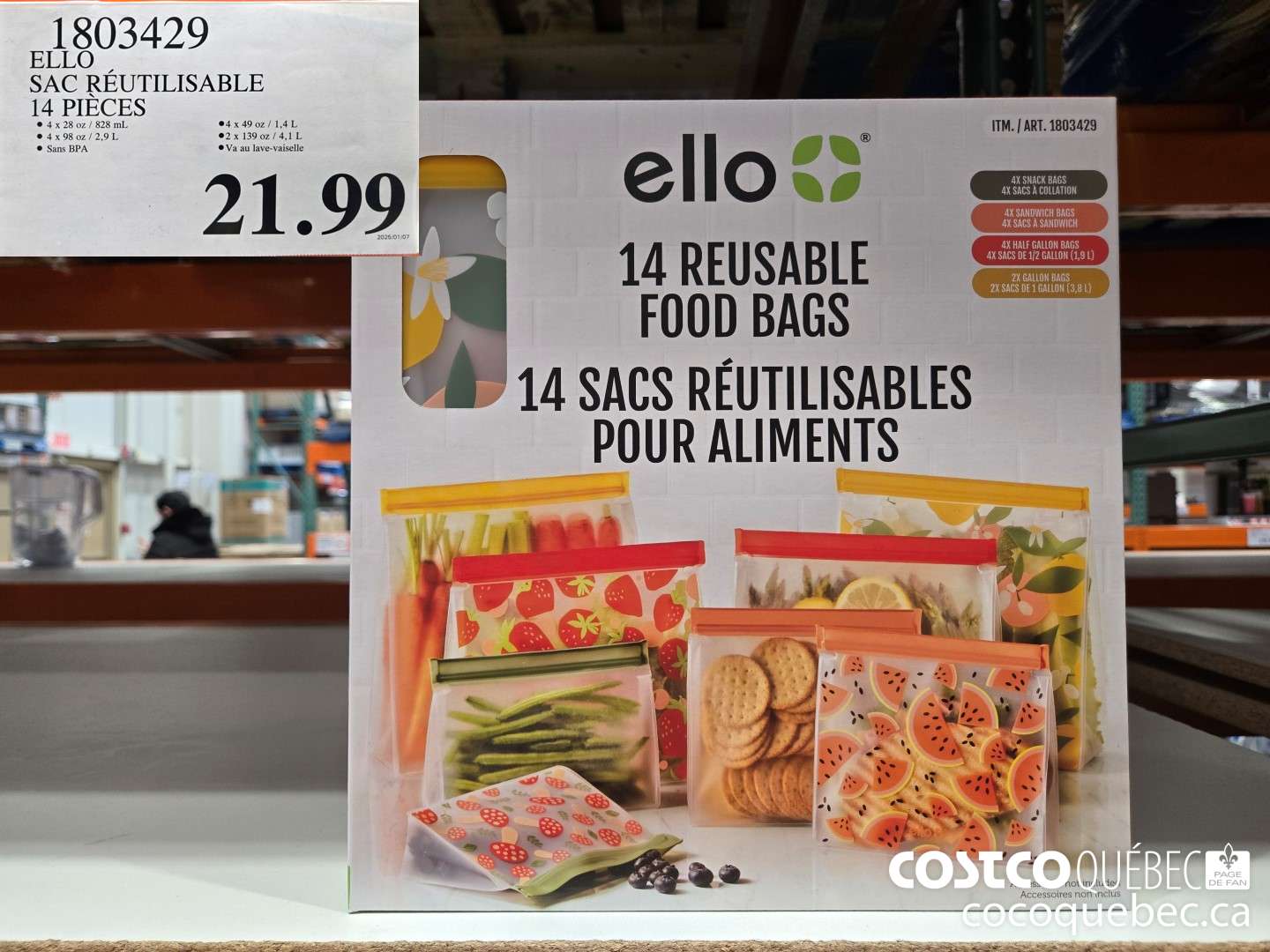 1803429 ELLO SAC REUTILISABLE 14 PIECES  $21.99