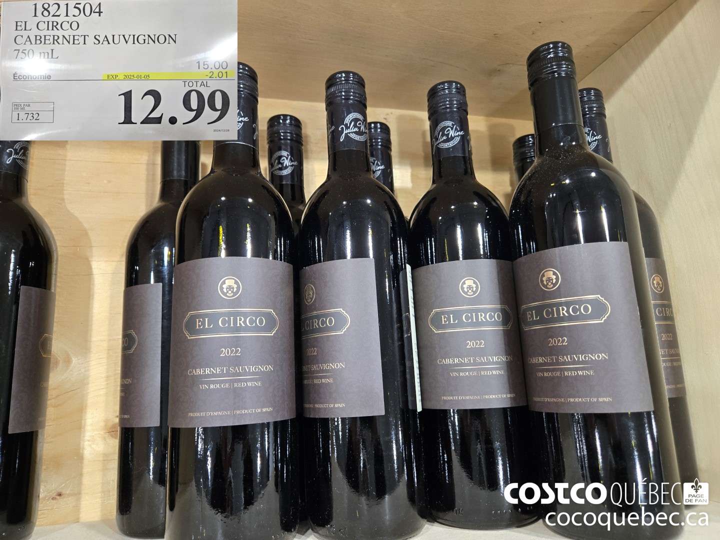 1821504 EL CIRCO CABERNET SAUVIGNON  ($2.01 INSTANT SAVINGS EXPIRES ON 2025-01-05) $12.99