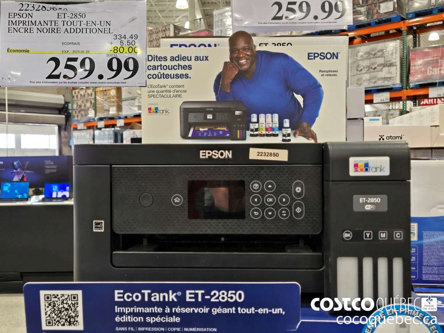 223850 EPSON ET-2850 IMPRIMANTE TOUT-EN-UN ENCRE NOIRE ADDITIONEL  ($80.00 INSTANT SAVINGS EXPIRES ON 2025-01-26) $259.99