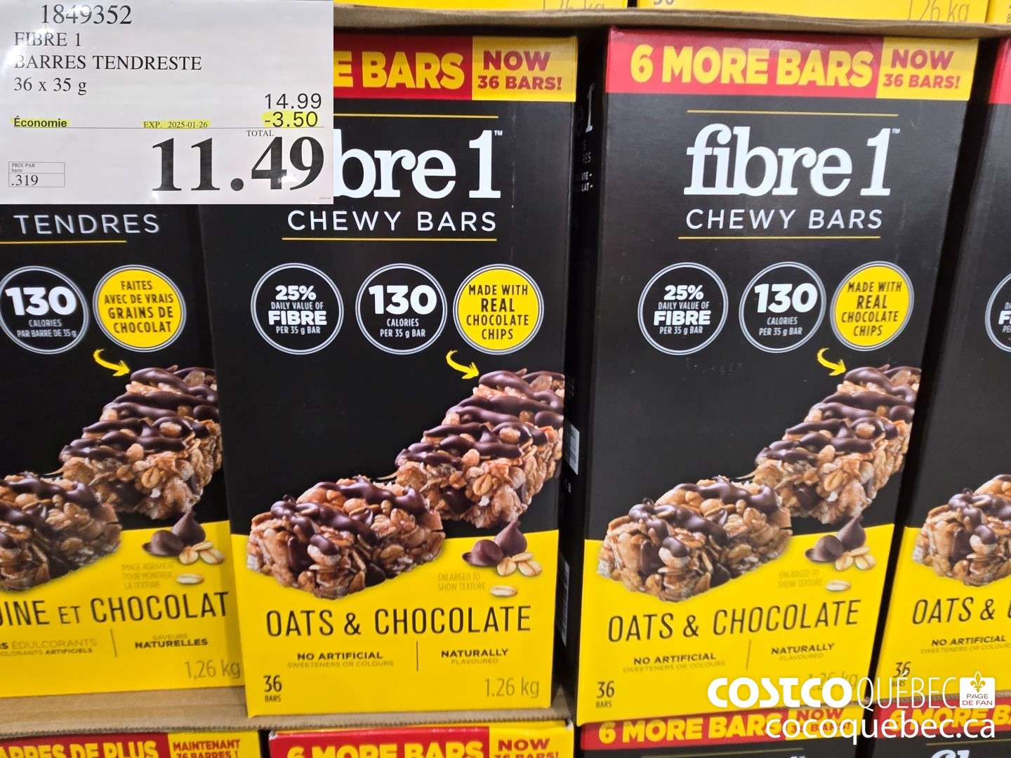 1649352 FIBRE 1 BARRES TENDRESTE 36 X35 ak 319 1 1. 49 PRIX PAR  ($3.50 INSTANT SAVINGS EXPIRES ON 2025-01-26) $11.49