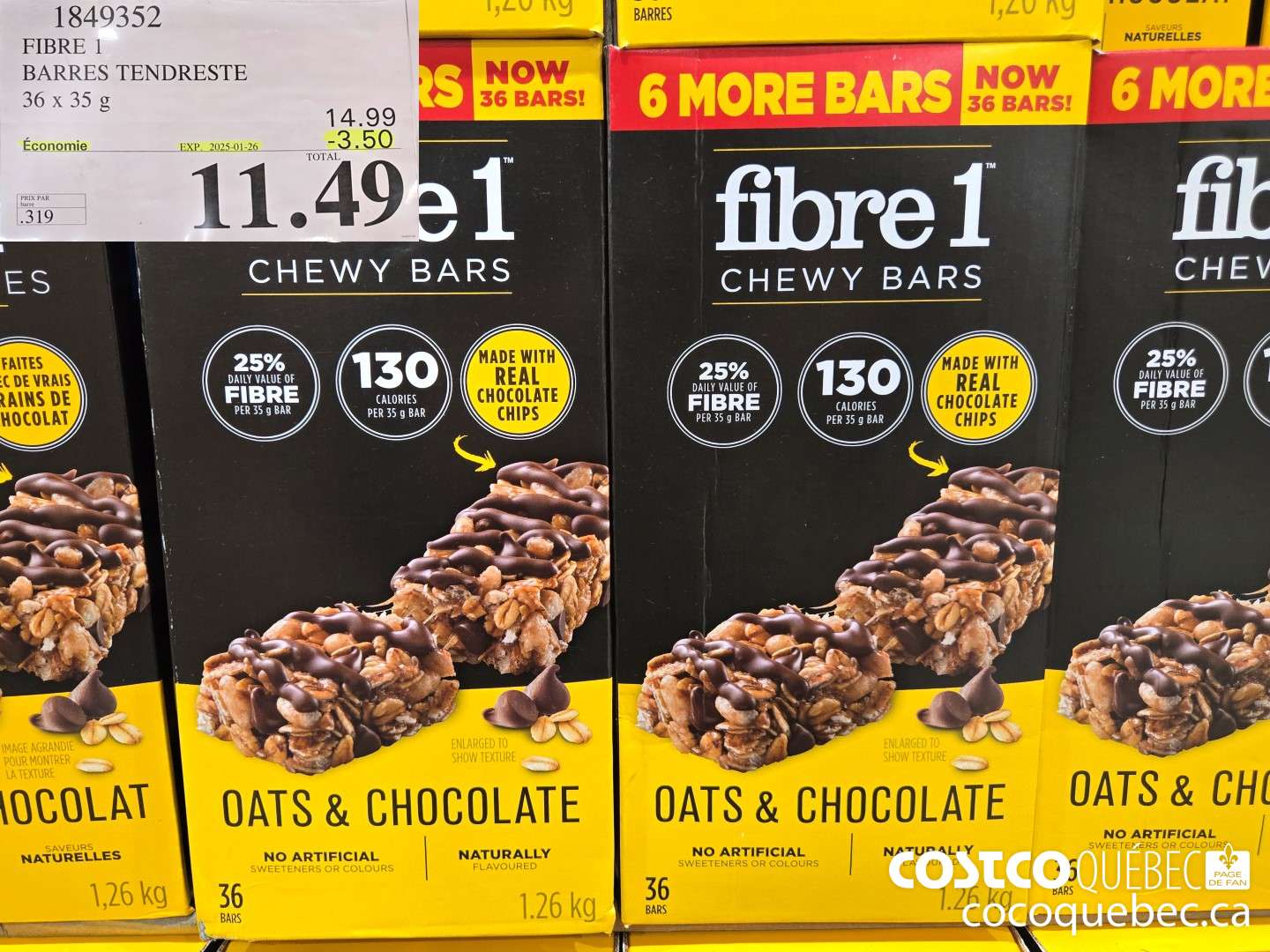 1849352 FIBRE 1 BARRES TENDRESTE  ($3.50 INSTANT SAVINGS EXPIRES ON 2025-01-26) $11.49