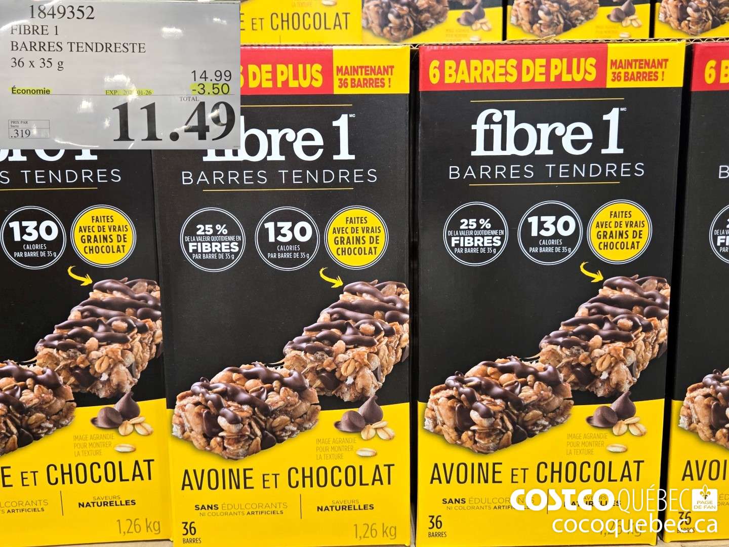 1849352 FIBRE 1 BARRES TENDRESTE  ($3.50 INSTANT SAVINGS EXPIRES ON 2025-01-26) $11.49