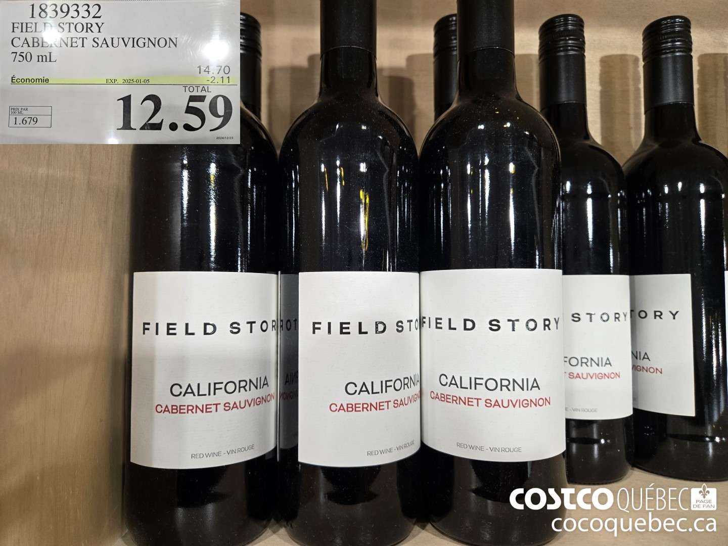 1839332 FIELD STORY CABERNET SAUVIGNON  ($2.11 INSTANT SAVINGS EXPIRES ON 2025-01-05) $12.59