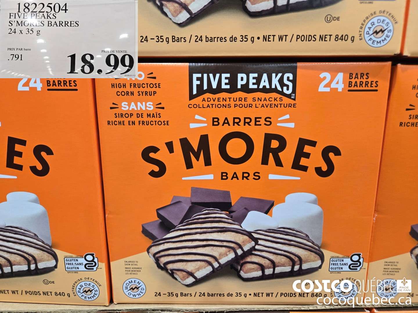 1822504 FIVE PEAKS S'MORES BARRES 24 x 359  $18.99