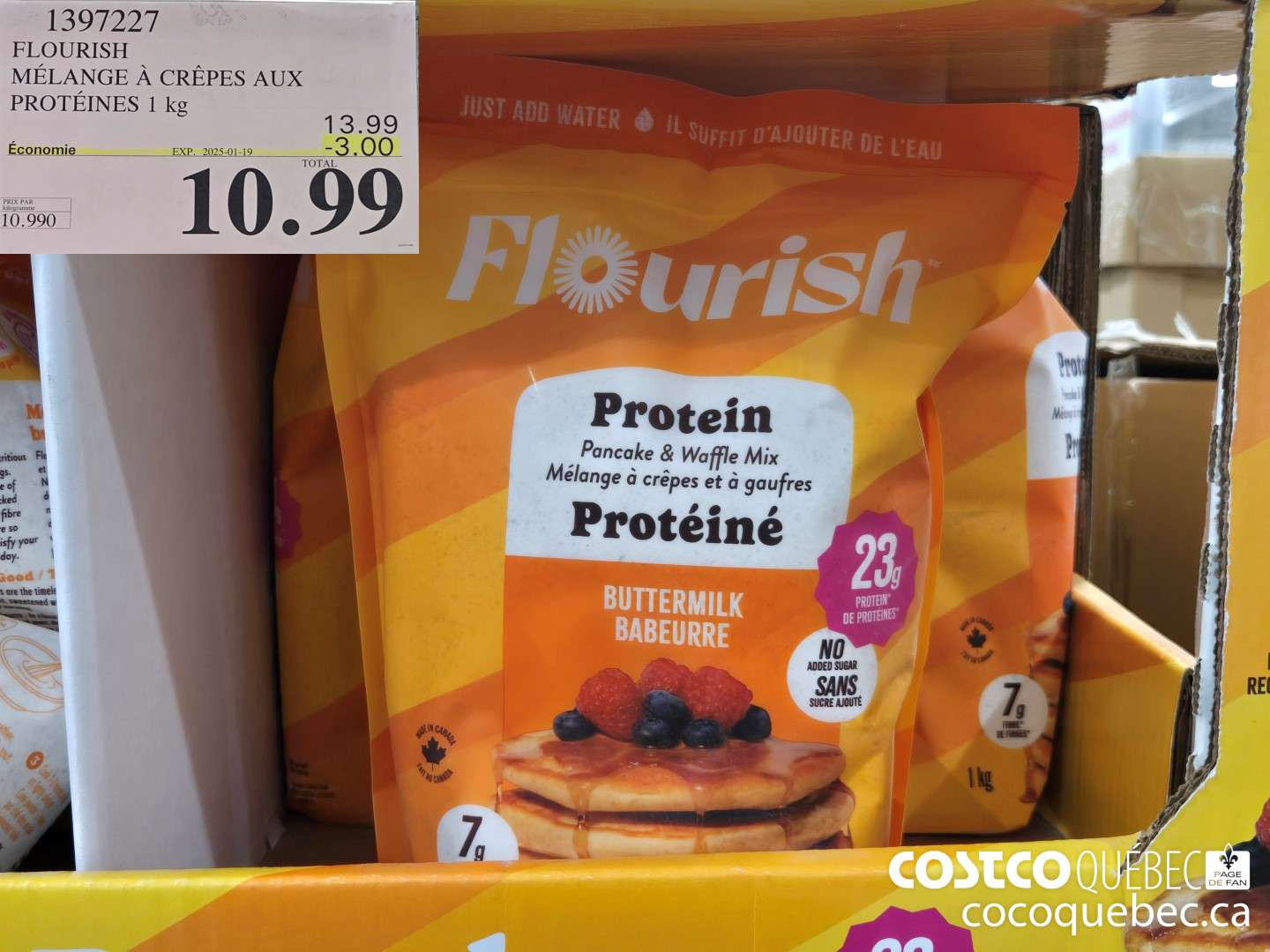 1397227 FLOURISH MELANGE a CREPES AUX PROTEINES 1 kg PRIX DE VENTE  ($3.00 INSTANT SAVINGS EXPIRES ON 2025-01-19) $10.99