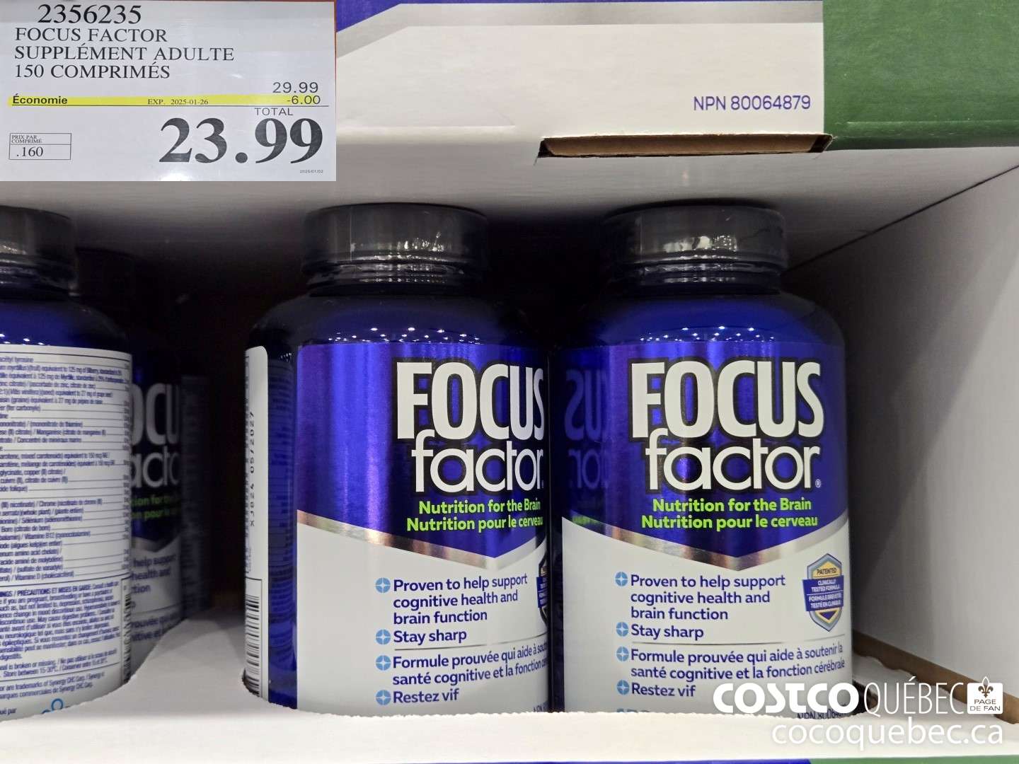 2396235 FOCUS FACTOR SUPPLEMENT ADULTE 150 COMPRIMES  ($6.00 INSTANT SAVINGS EXPIRES ON 2025-01-26) $23.99