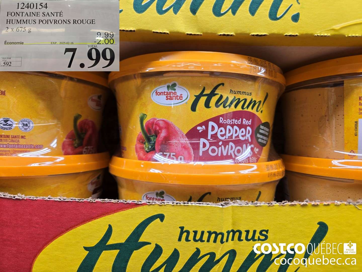 1240154 FONTAINE SANTE HUMMUS POIVRONS ROUGE  ($2.00 INSTANT SAVINGS EXPIRES ON 2025-02-16) $7.99