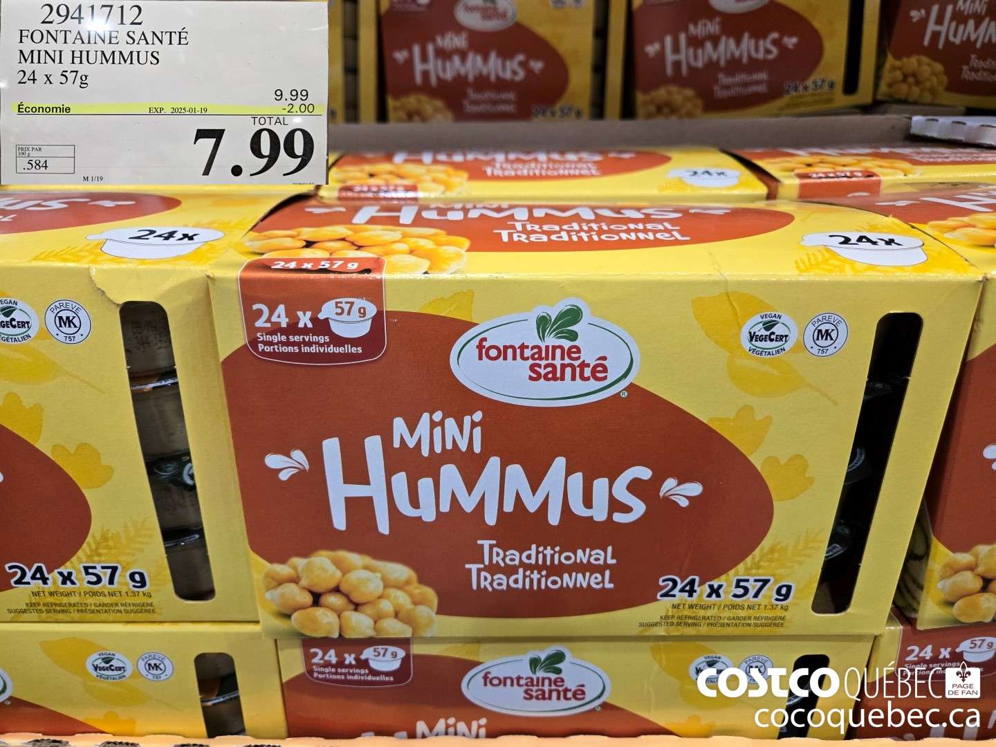 294171 FONTAINE SANTE MINI HUMMUS 24 x 57g  ($2.00 INSTANT SAVINGS EXPIRES ON 2025-01-19) $7.99