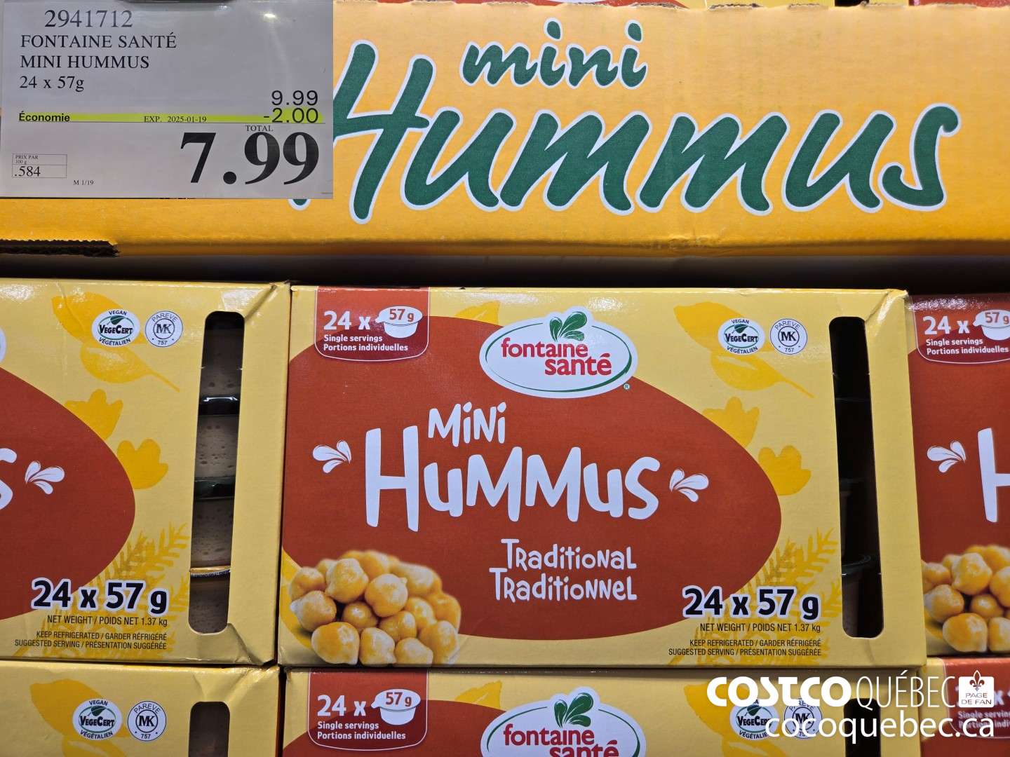 2941712 FONTAINE SANTE MINI HUMMUS 24 x 57g  ($2.00 INSTANT SAVINGS EXPIRES ON 2025-01-19) $7.99