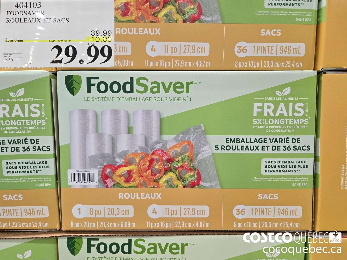 404103 FOODSAVER ROULEAUX ET SACS  ($10.00 INSTANT SAVINGS EXPIRES ON 2025-01-26) $29.99