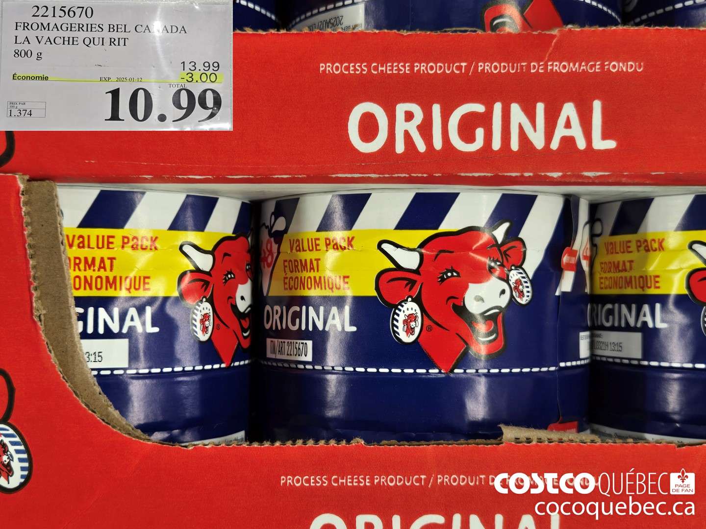 2215670 FROMAGERIES BEL CANADA LA VACHE QUI RIT 800 g  ($3.00 INSTANT SAVINGS EXPIRES ON 2025-01-12) $10.99