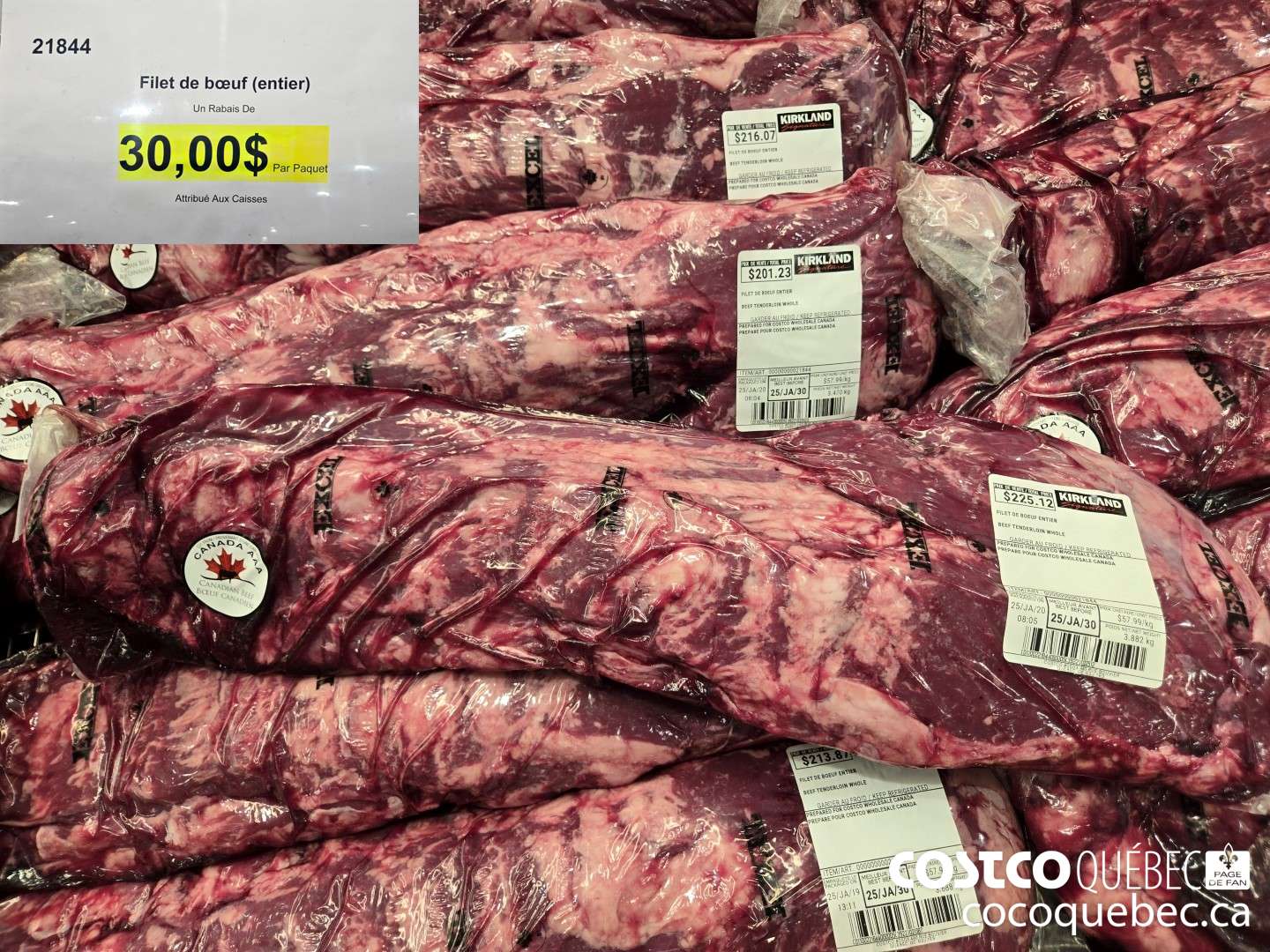 21844 Filet de boeuf (entier)  ($30.00 INSTANT SAVINGS)