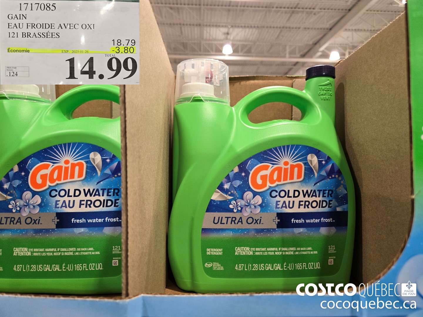 1717085 GAIN EAU FROIDE AVEC OXI  ($3.80 INSTANT SAVINGS EXPIRES ON 2025-01-26) $14.99