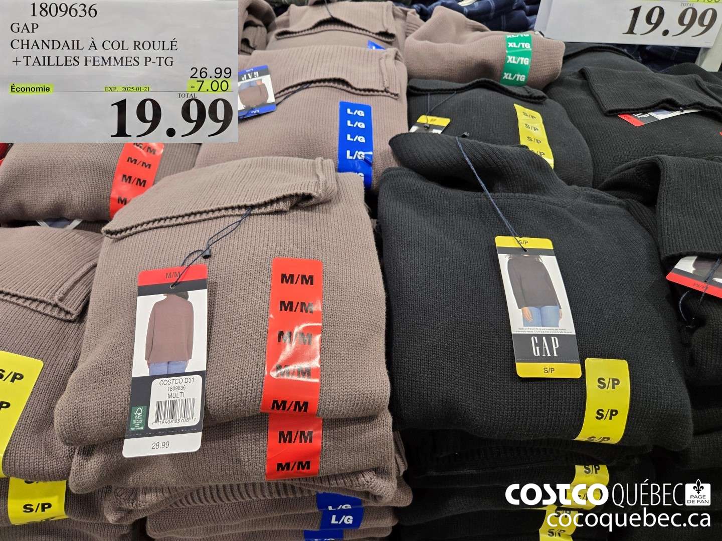 1809636 GAP CHANDAIL A COL ROULE + TAILLES FEMMES P-TG  ($7.00 INSTANT SAVINGS EXPIRES ON 2025-01-21) $19.99