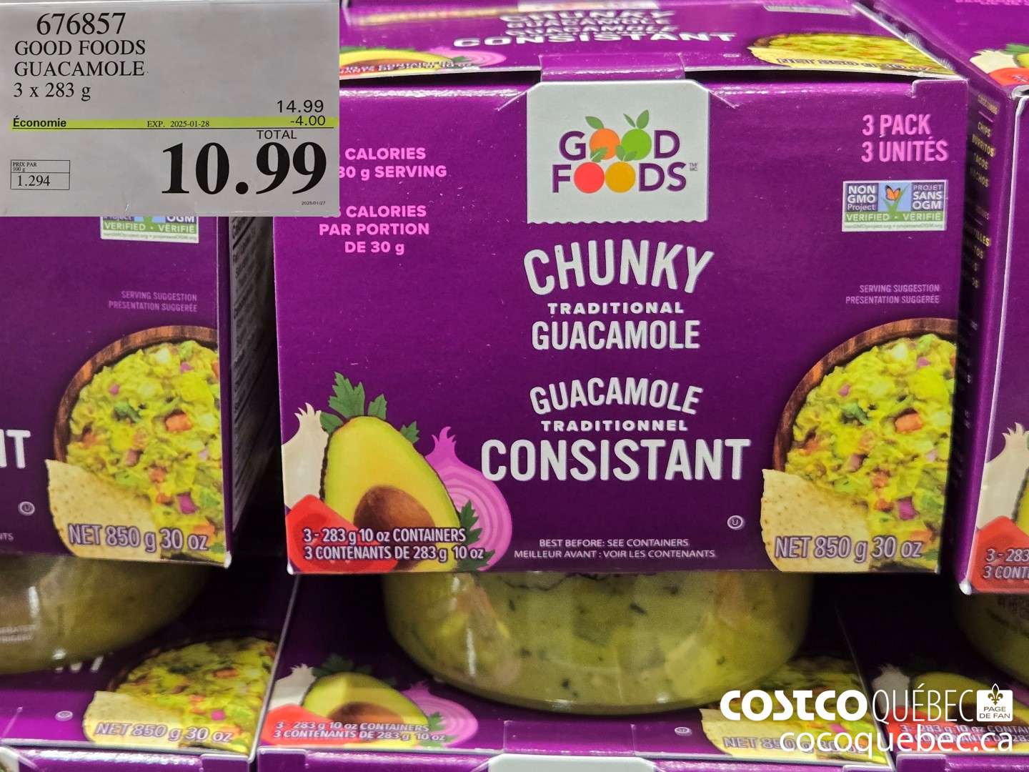 6763857 GOOD FOODS GUACAMOLE 3x 283 G  ($4.00 INSTANT SAVINGS EXPIRES ON 2025-01-28) $10.99
