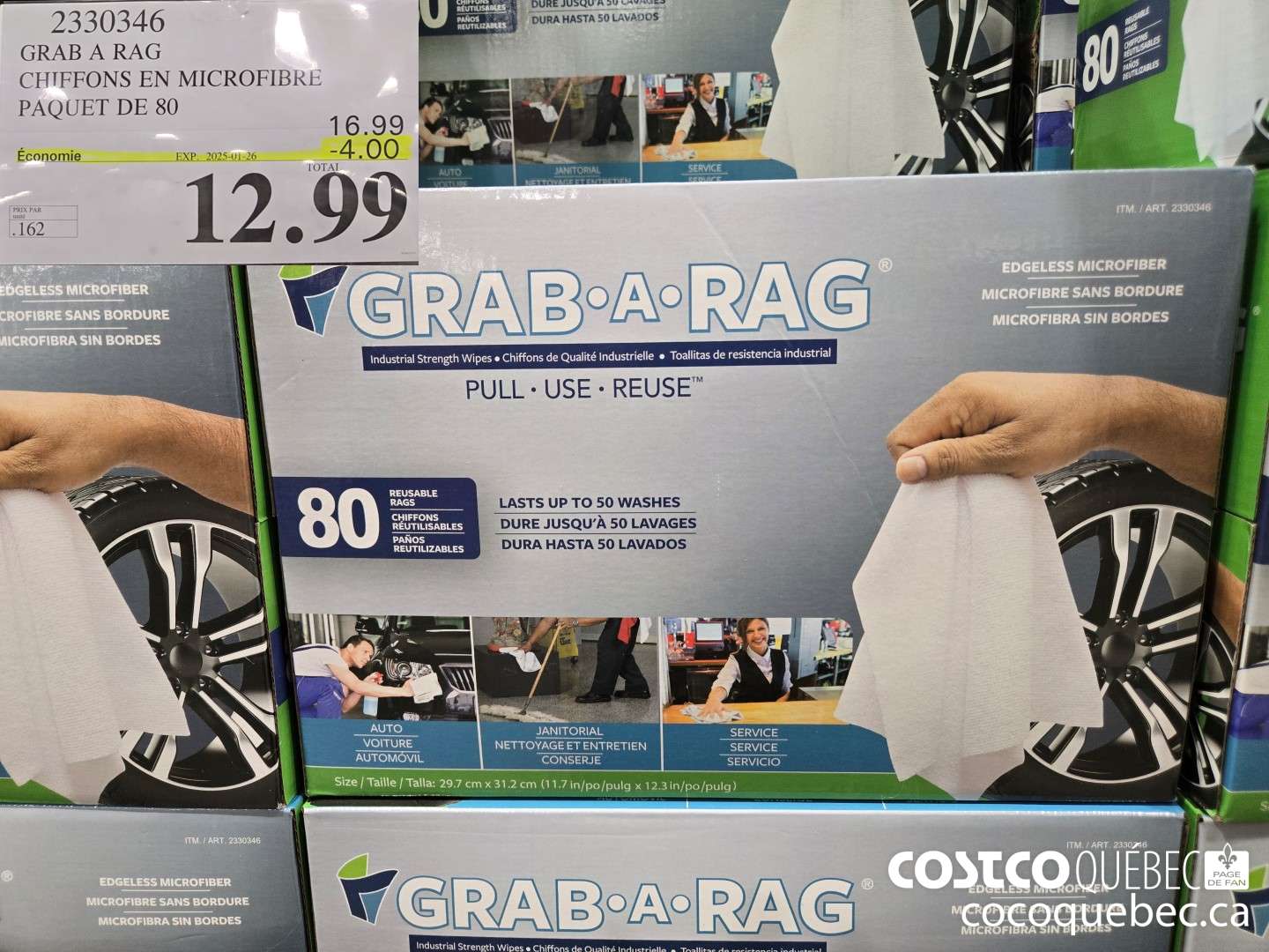 2330346 GRAB A RAG CHIFFONS EN MICROFIBRE PAQUET DE 80 ($4.00 INSTANT SAVINGS EXPIRES ON 2025-01-26) $12.99