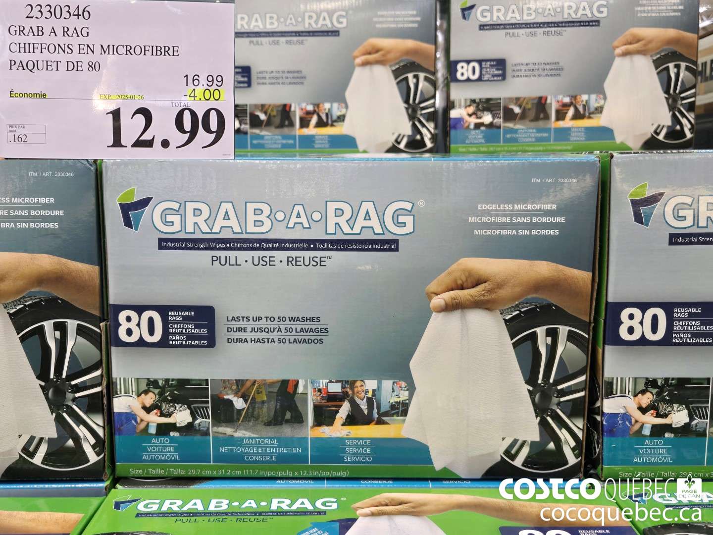 2330346 GRAB A RAG CHIFFONS EN MICROFIBRE PAQUET DE 80 ($4.00 INSTANT SAVINGS EXPIRES ON 2025-01-26) $12.99