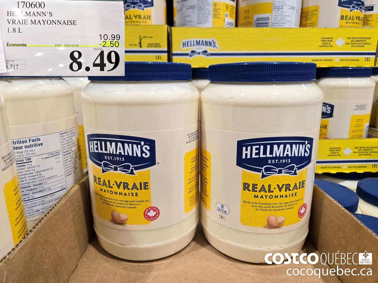 170600 HELLMANN'S VRAIE MAYONNAISE  ($2.50 INSTANT SAVINGS EXPIRES ON 2025-02-02) $8.49