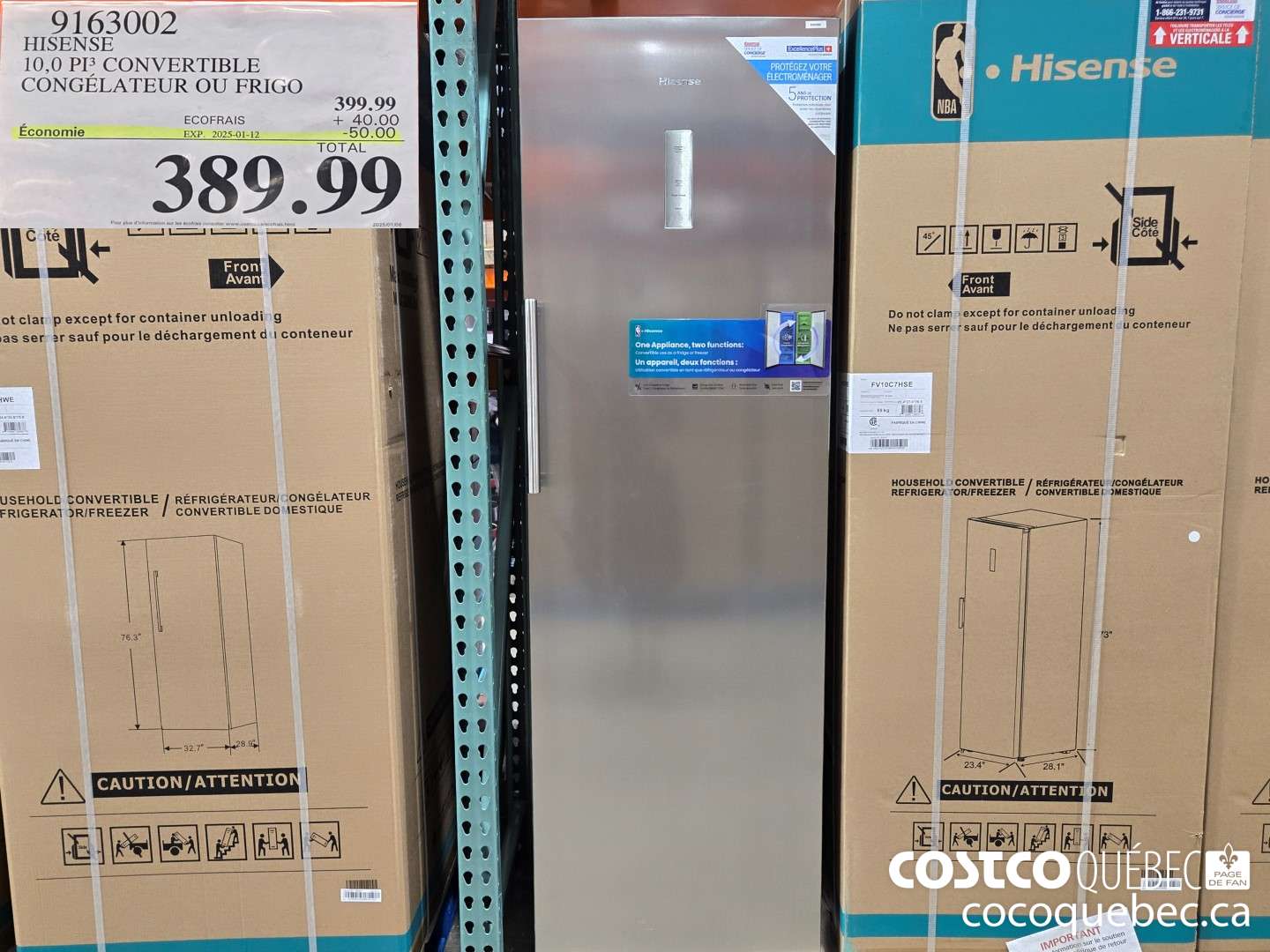 9163002 HISENSE 10,0 Pi CONVERTIBLE CONGELATEUR OU FRIGO  ($50.00 INSTANT SAVINGS EXPIRES ON 2025-01-12) $389.99