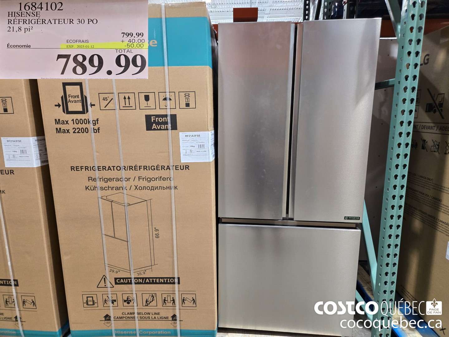 1684102 HISENSE | REFRIGERATEUR 30 PO 21.8 piz  ($50.00 INSTANT SAVINGS EXPIRES ON 2025-01-12) $789.99