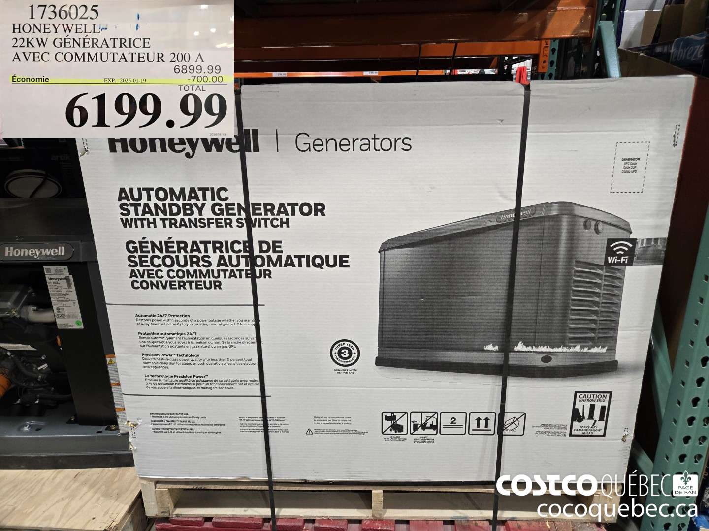 1736025 HONEY WELL 22KW GENERATRICE AVEC COMMUTATEUR 200 A  ($700.00 INSTANT SAVINGS EXPIRES ON 2025-01-19) $6199.99