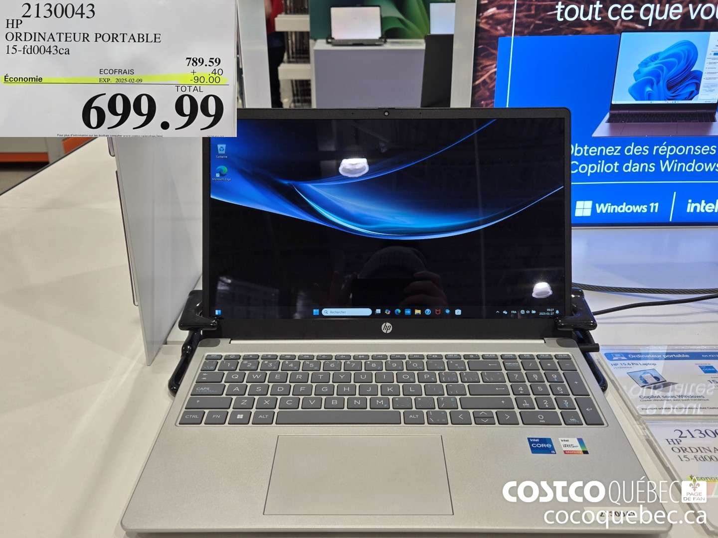 2130043 HP ORDINATEUR PORTABLE 15-fd0043ca  ($90.00 INSTANT SAVINGS EXPIRES ON 2025-02-09) $699.99
