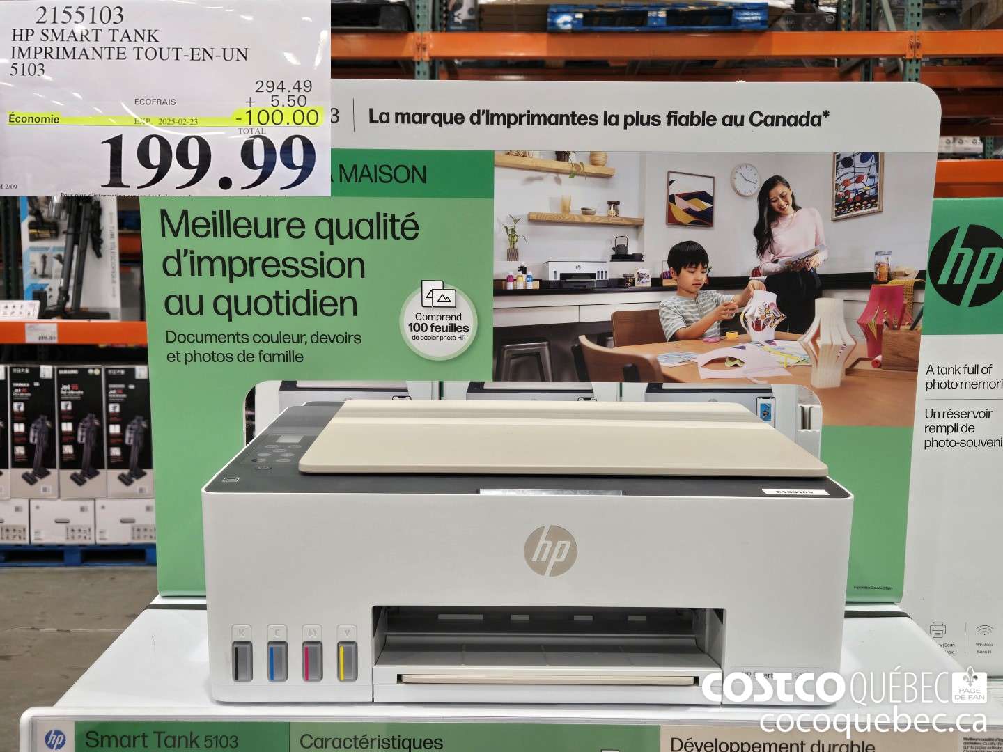 2155103 HP SMART TANK IMPRIMANTE TOUT-EN-UN 5103  ($100.00 INSTANT SAVINGS EXPIRES ON 2025-02-23) $199.99