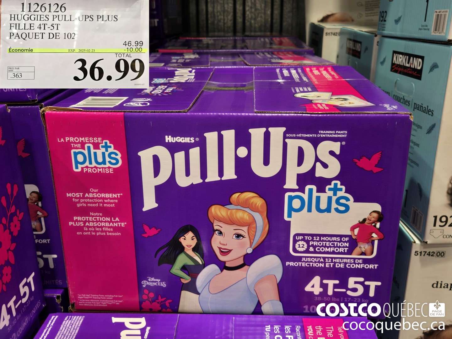 1126126 HUGGIES PULL-UPS PLUS FILLE 4T-5T PAQUET DE 102  ($10.00 INSTANT SAVINGS EXPIRES ON 2025-02-23) $36.99