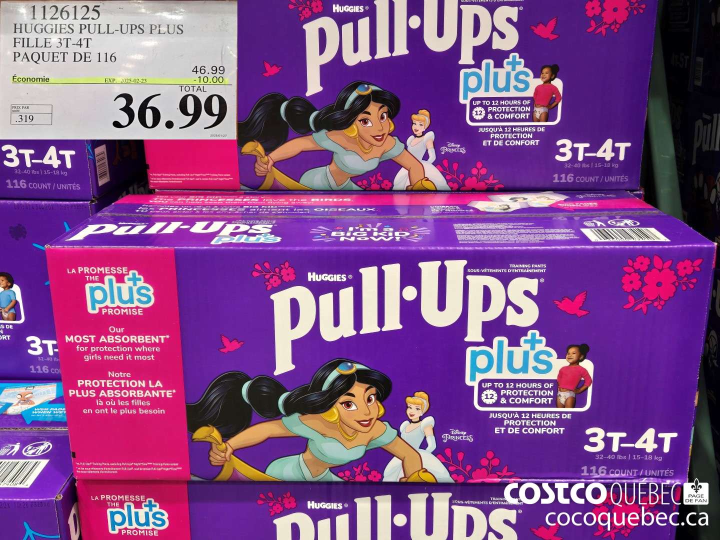 1126125 HUGGIES PULL- UPS PLUS FILLE 3T-4T PAQUET DE 116  ($10.00 INSTANT SAVINGS EXPIRES ON 2025-02-23) $36.99