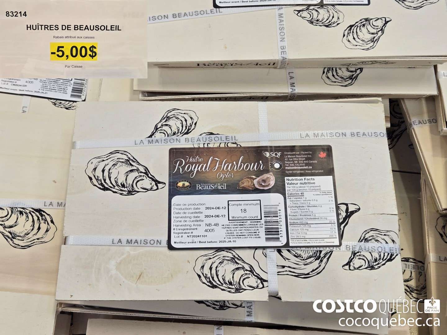 83214 HUITRES DE eae ee  ($5.00 INSTANT SAVINGS)