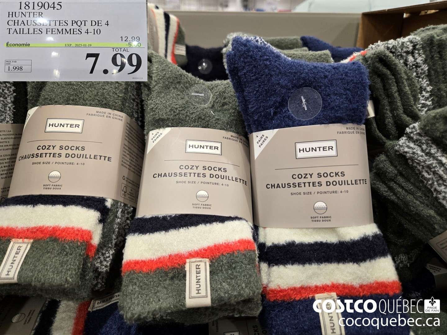 1819045 HUNTER CHAUS..I'TES POT DE 4 TAILLES FEMMES 4-10  ($5.00 INSTANT SAVINGS EXPIRES ON 2025-01-19) $7.99