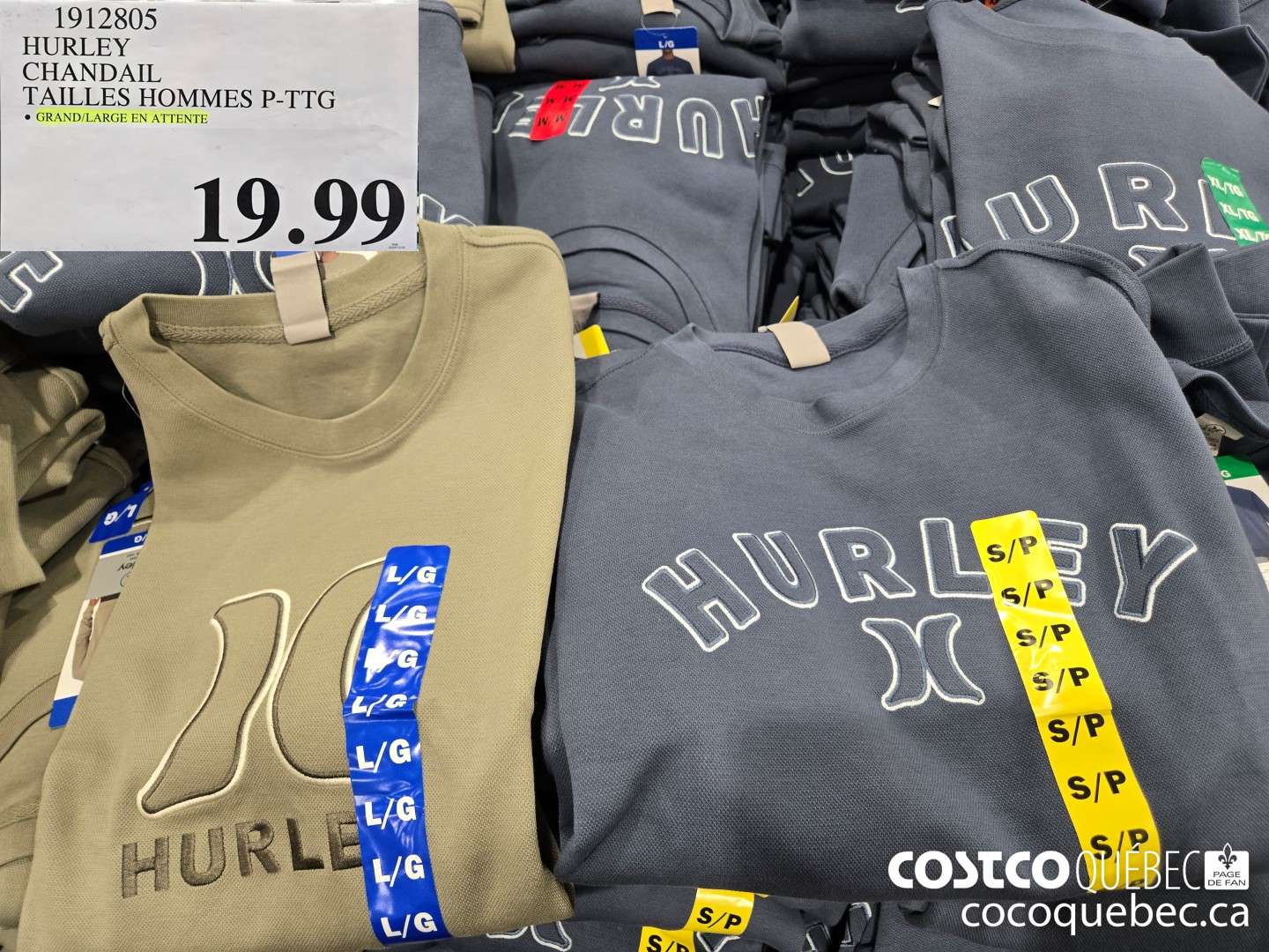 1912805 HURLEY CHANDAIL TAILLES HOMMES P-TTG  $19.99