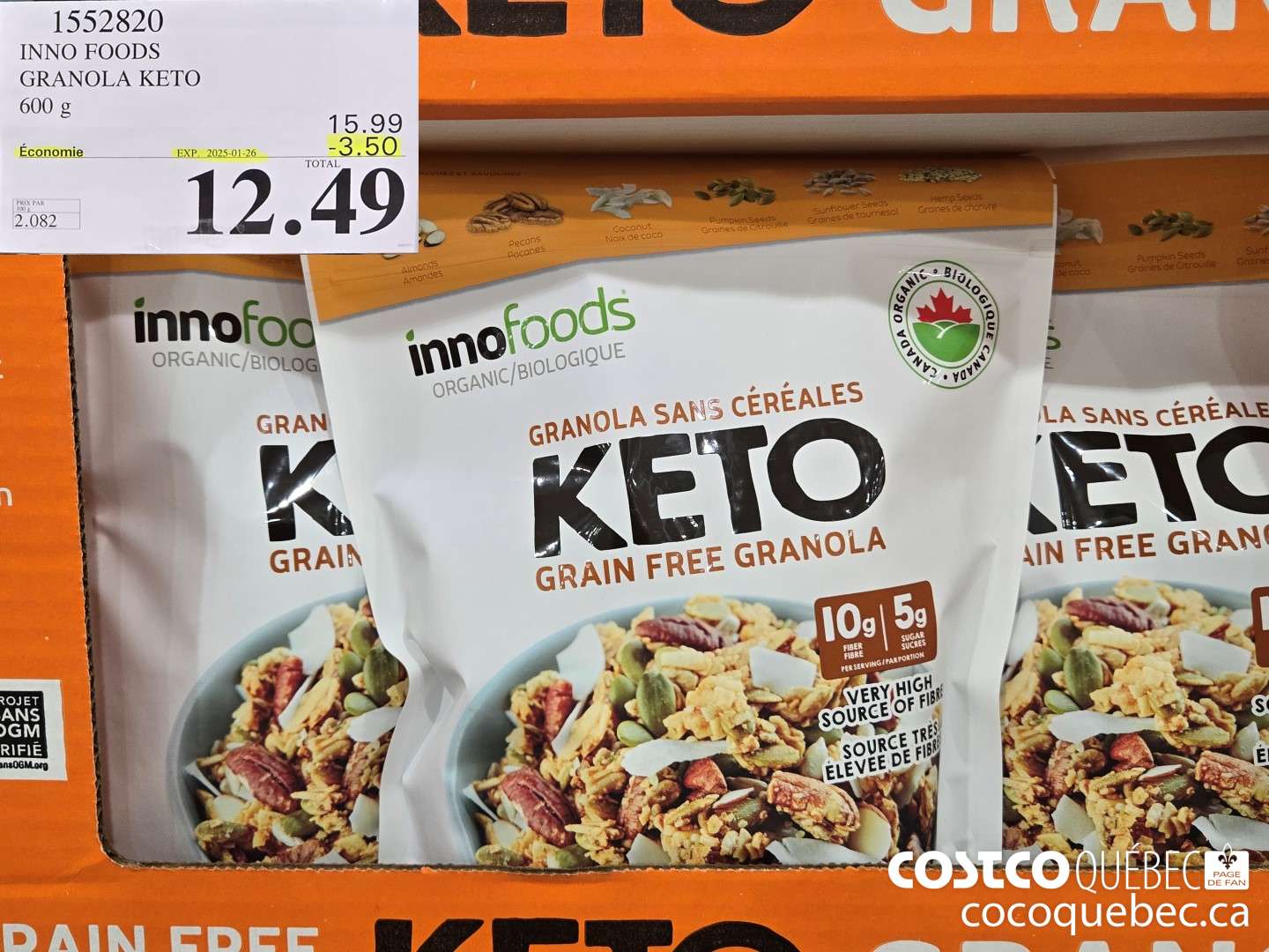 1552820 INNO FOODS GRANOLA KETO 600 g  ($3.50 INSTANT SAVINGS EXPIRES ON 2025-01-26) $12.49